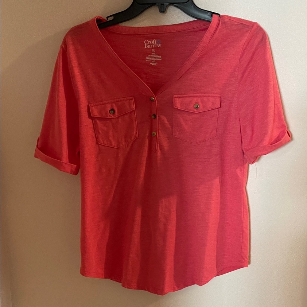 Croft & Barrow Women's Coral Short Sleeve Top